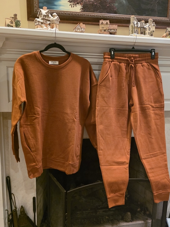 Zenana Outfitters Pants - Zenana Outfitters Rust Orange Sweatshirt & Jogger Set